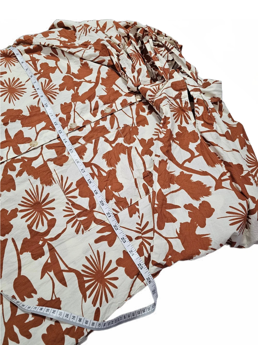 Sunday In Brooklyn Button-Front Mini Shirtdress Cream Rust Botanical Size 3X